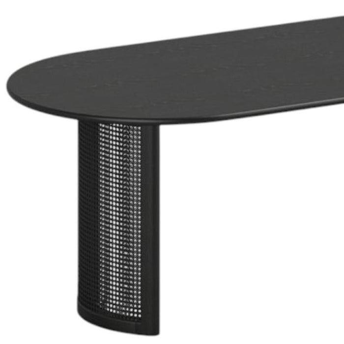 79" Solid Wood Mirrored Double Pedestal Base Dining Table - Black