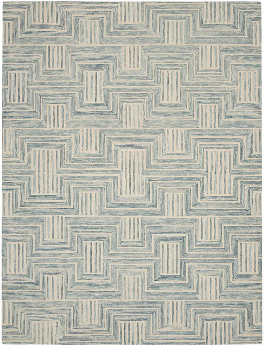 8' X 11' Wool Geometric Area Rug (553522) - Beige / Blue