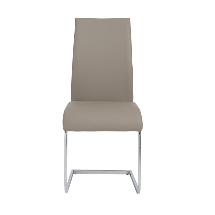 Upholstered Leather Dining Side Chairs (Set of 4) - Taupe