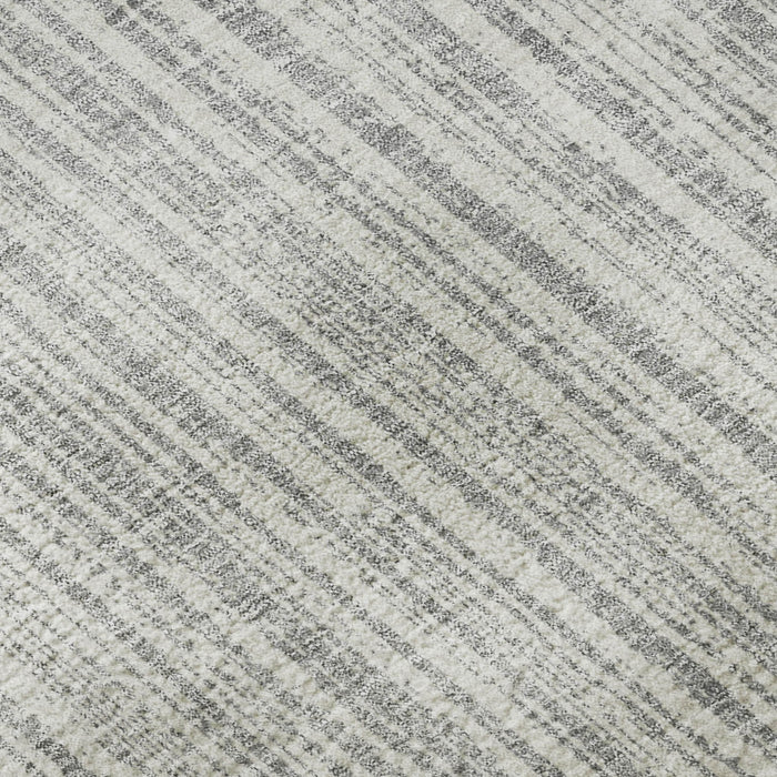 10' X 14' Striped Washable Area Rug With UV Protection - Gray And Silver