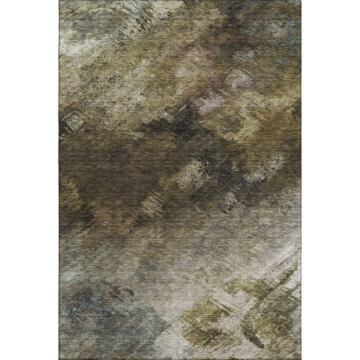 10' X 14' Abstract Washable Area Rug With UV Protection (650506) - Chocolate / Gray / Charcoal
