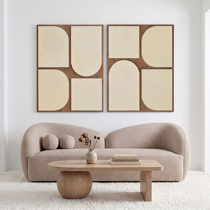 Mango wood wall decor by Meridian Furniture featuring two-piece wall art with natural, textured wood finish.