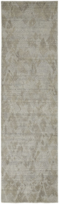 8' Abstract Hand Woven Runner Rug - Gray And Taupe