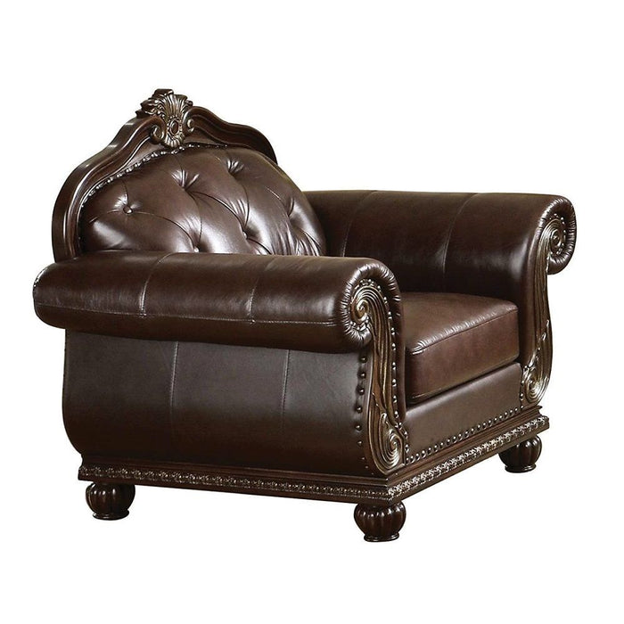 Top Grain Leather Tufted Arm Chair - Espresso