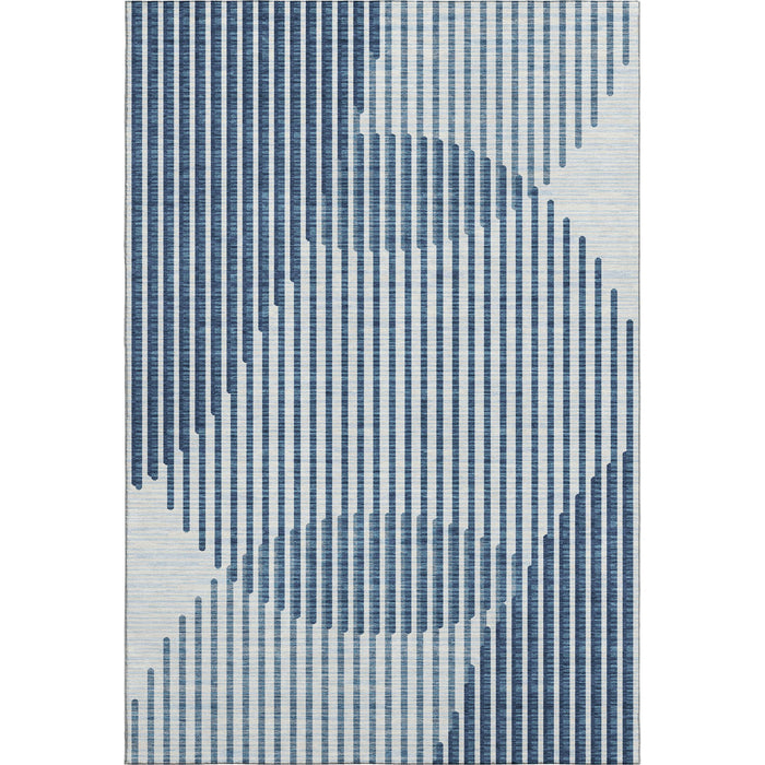 10' X 14' Geometric Washable Area Rug With UV Protection (678778) - Blue / Ivory