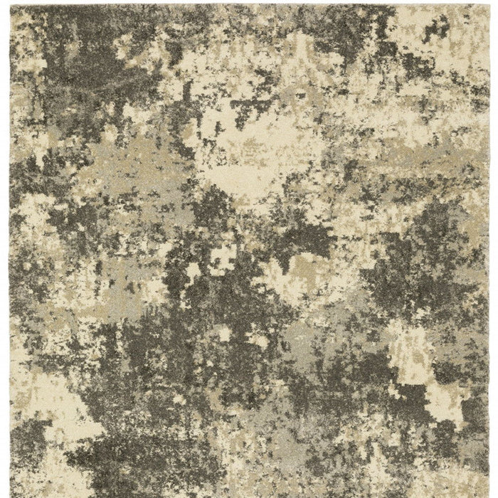 10' x 13' Abstract Power Loom Stain Resistant Area Rug - Charcoal Gray Beige And Tan