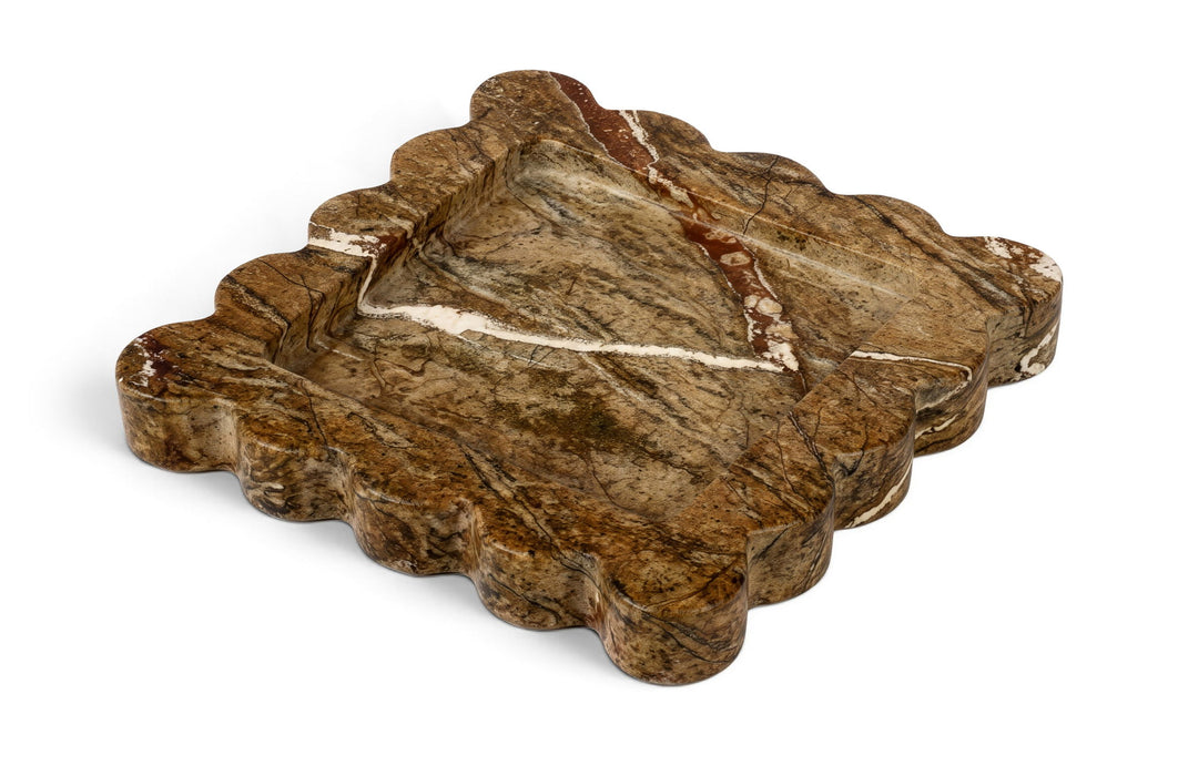 Marble tray by Meridian Furniture featuring a sleek, genuine marble surface with rounded edges, perfect for decorative or serving use.