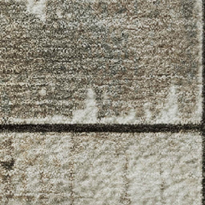 10' X 14' Geometric Washable Area Rug With UV Protection (706583) - Taupe / Gray
