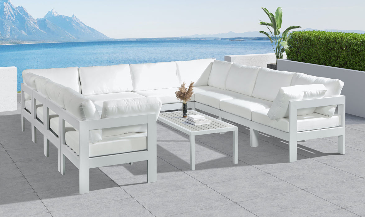 Nizuc - Outdoor Patio Modular Sectional 10 Piece - White - Fabric