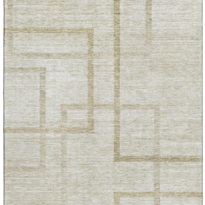 10' X 14' Geometric Washable Area Rug With UV Protection - Beige And Taupe