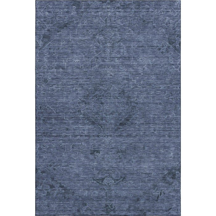 10' X 14' Medallion Washable Area Rug With UV Protection (684624) - Navy Blue / Gray