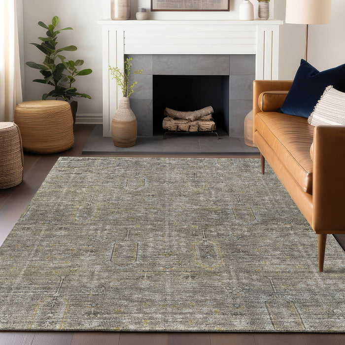 10' X 14' Southwestern Washable Area Rug With UV Protection - Taupe