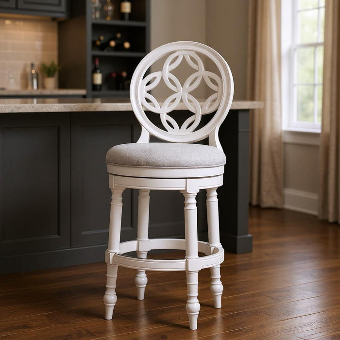Fabric And Solid Wood Bar Height Swivel Bar Chair - Gray / White