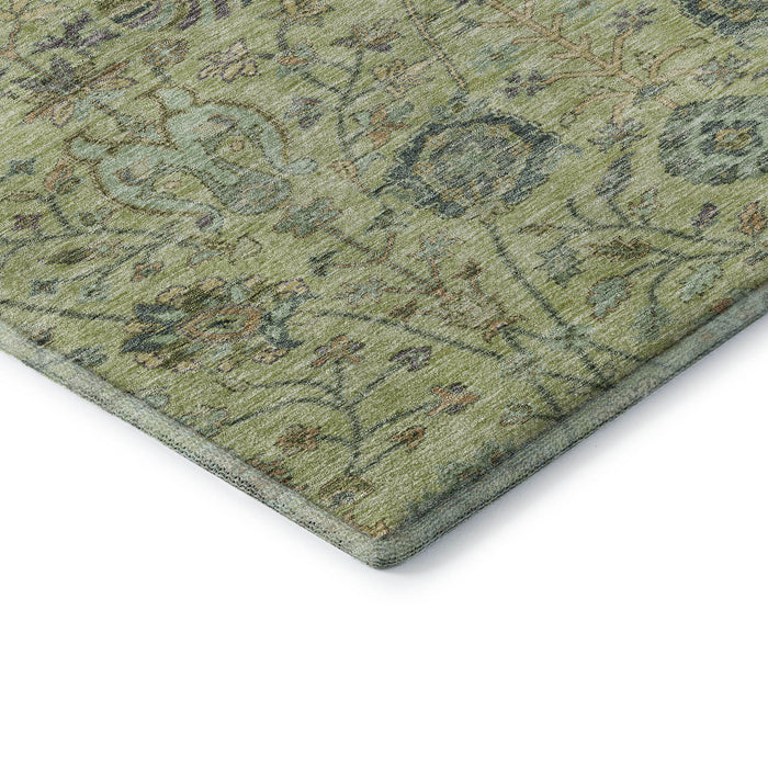 10' X 14' Floral Washable Area Rug With UV Protection (684034) - Mint Green / Beige / Teal