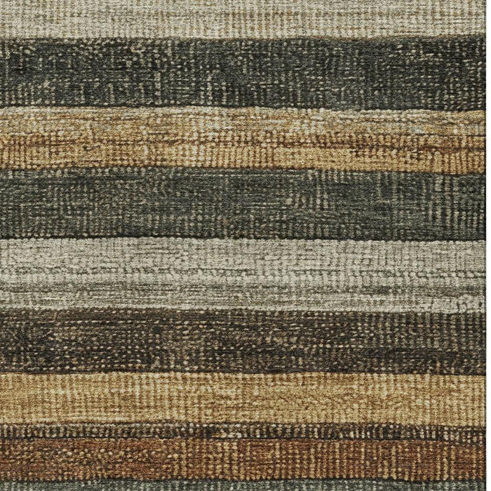 10' X 14' Striped Washable Area Rug With UV Protection (706211) - Khaki / Gray / Beige