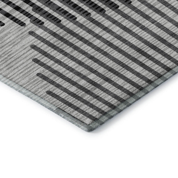 10' X 14' Geometric Washable Area Rug With UV Protection (678802) - Gray / Ivory