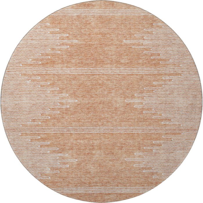 8' Abstract Washable Round Rug With UV Protection (653716) - Salmon / Ivory