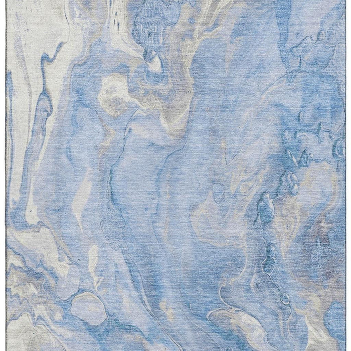 10' X 14' Abstract Washable Area Rug With UV Protection (697794) - Blue / Gray / Silver