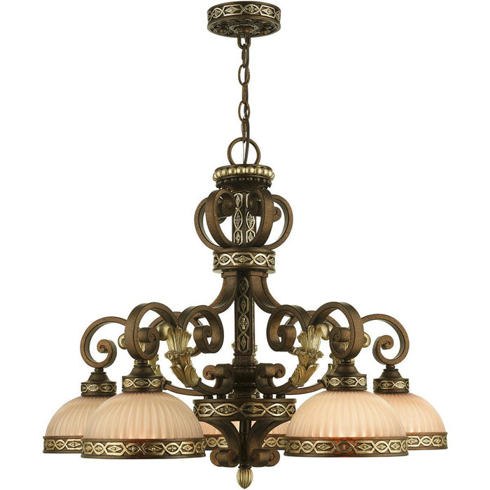 23" Five Light Metal Dimmable Chandelier With Shades - Bronze