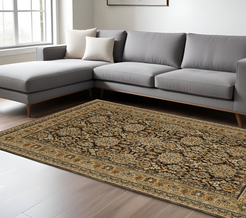 9' X 12' Oriental Area Rug - Brown And Gold