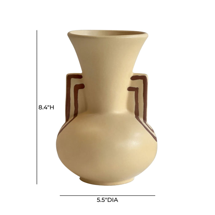 Earthenware - Line Art Trumpeter Vase - Beige