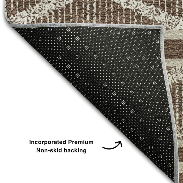 10' X 14' Geometric Washable Area Rug With UV Protection (680765) - Brown / Beige