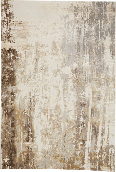 10' x 14' Abstract Area Rug - Tan Ivory And Gray