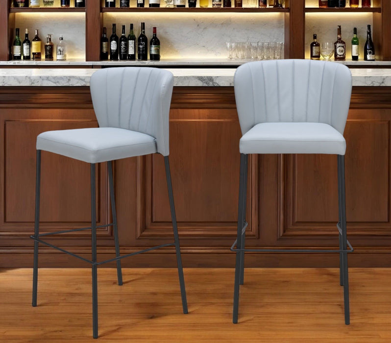 29" Faux Leather And Steel Bar Height Bar Chairs (Set of 2) - Gray And Black