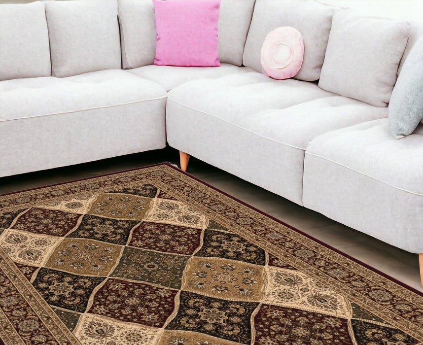 10' x 13' Oriental Washable Non Skid Area Rug - Red And Black