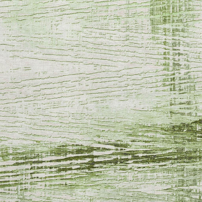10' X 14' Striped Washable Area Rug With UV Protection (710016) - Artichoke Green / Ivory