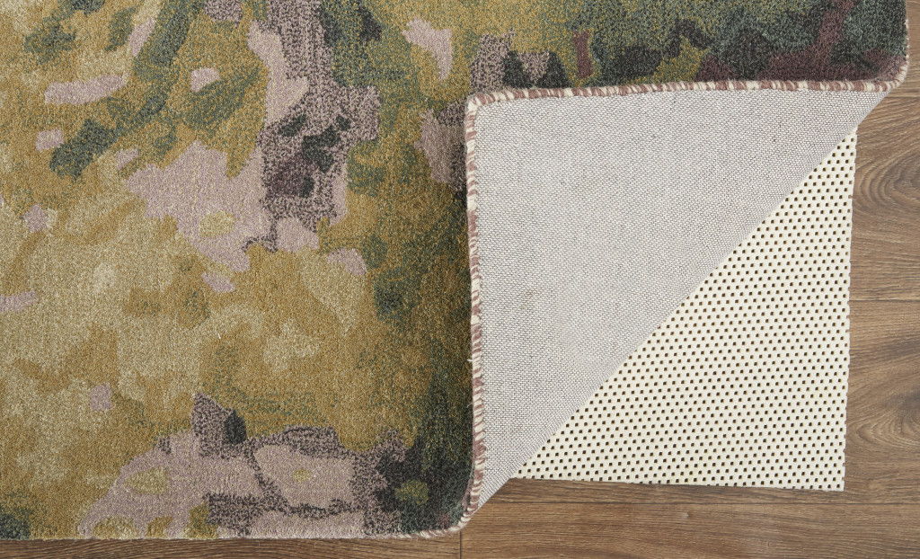 10' x 14' Wool Abstract Tufted Handmade Stain Resistant Area Rug - Gold Purple And Green