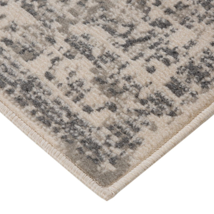 10' x 14' Medallion Power Loom Area Rug - Medium Gray And Ivory