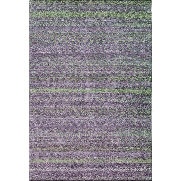 10' X 14' Striped Washable Area Rug With UV Protection (718067) - Purple / Green