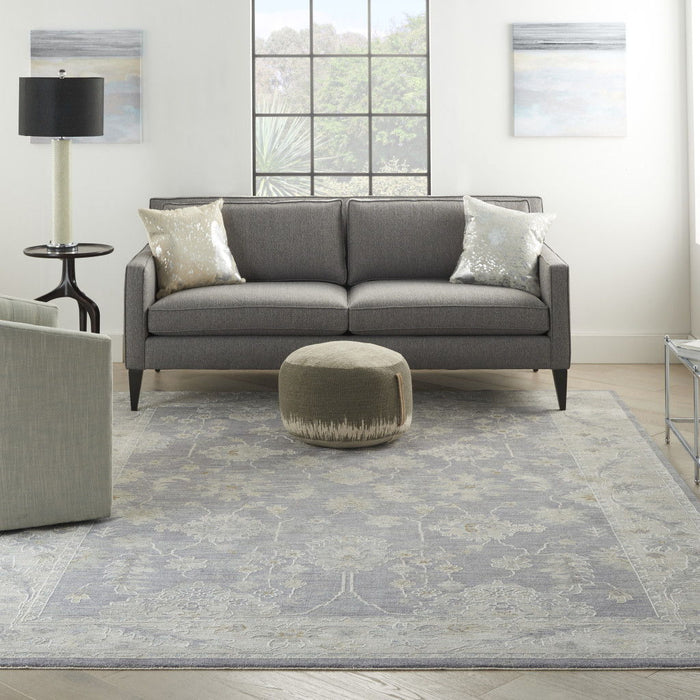 8' X 10' Floral Power Loom Area Rug - Gray And Ivory