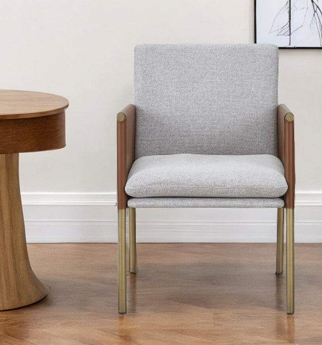 Upholstered In Fabric Dining Arm Chair - Light Gray