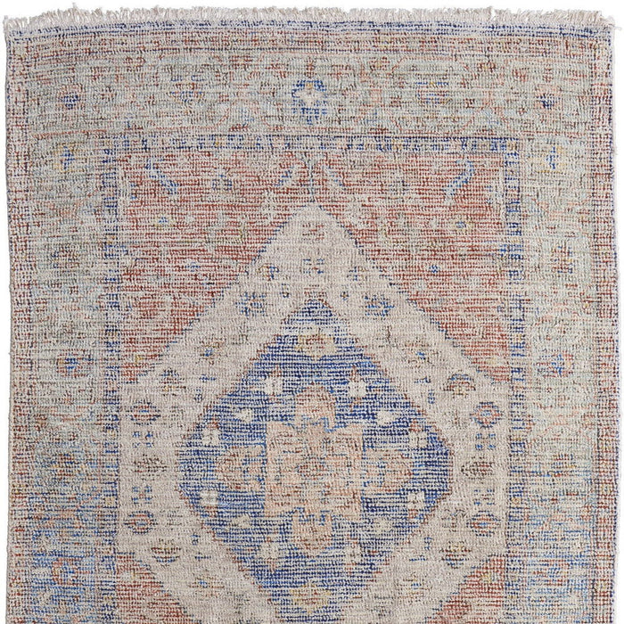 9' X 12' Abstract Hand Woven Distressed Area Rug With Fringe - Red