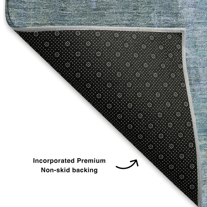 10' X 14' Abstract Washable Area Rug With UV Protection (699824) - Green / Blue