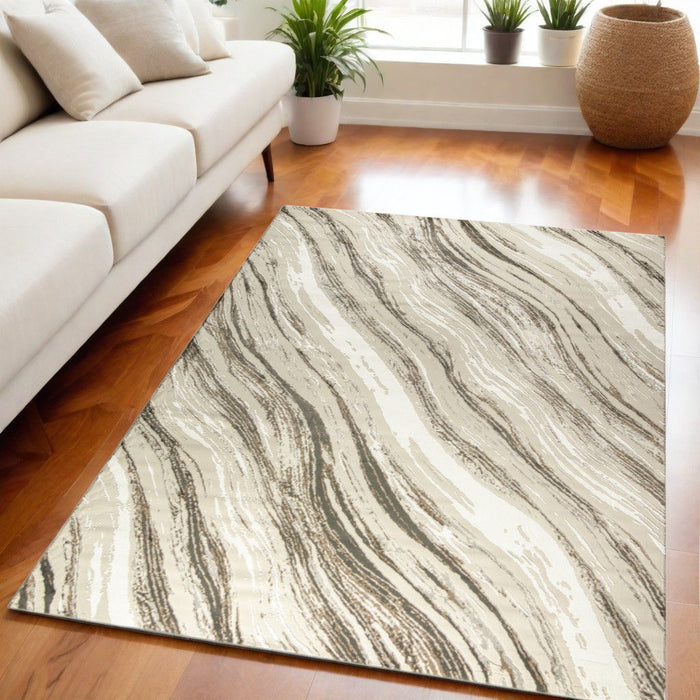 9' X 12' Modern Abstract Non Skid Area Rug - Beige