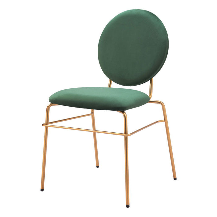 Upholstered Velvet Open Back Dining Side Chairs (Set of 2) - Green / Gold