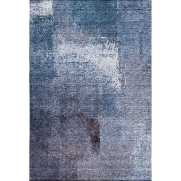 10' X 8' Abstract Washable Area Rug With UV Protection - Navy Blue And Ivory
