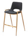 Set of two 26-inch black faux leather and steel low back counter height bar chairs with gold accents by HomeRoots.