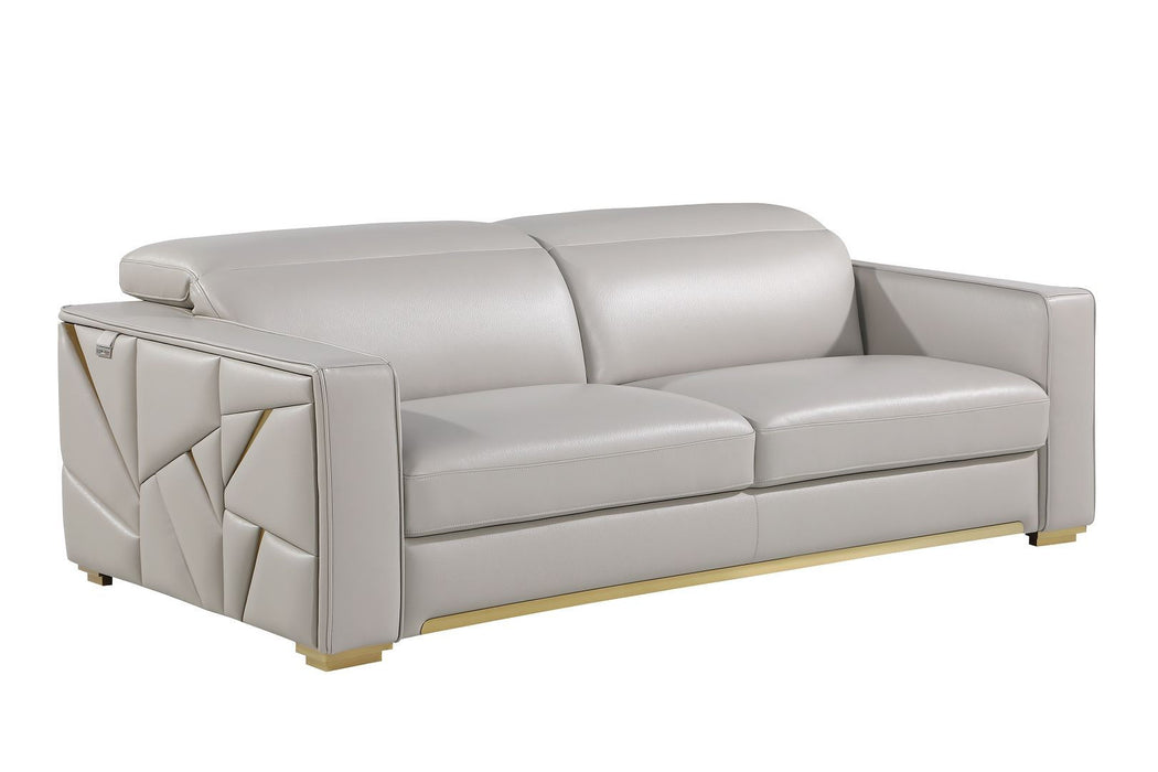 Top Grain Leather Reclining Sofa - Light Gray