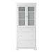 Giga freestanding tall bathroom linen cabinet with adjustable shelves, drawers, and soft-close glass doors.
