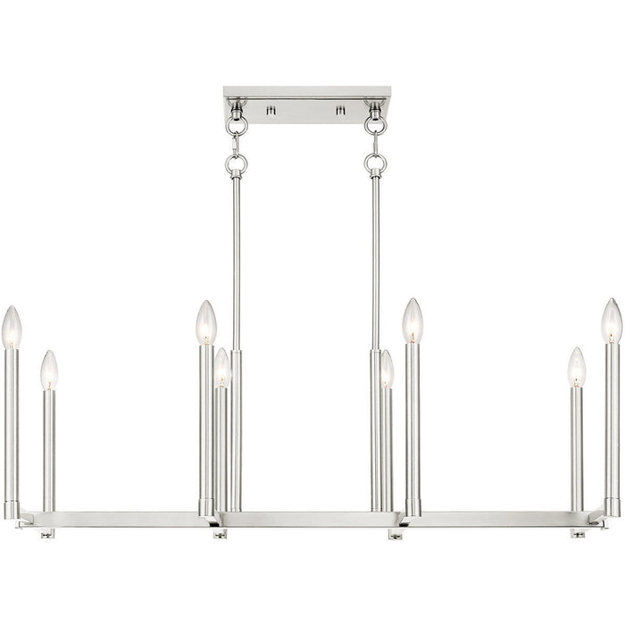 18'' Eight Light Dimmable Chandelier With Shades - Nickel