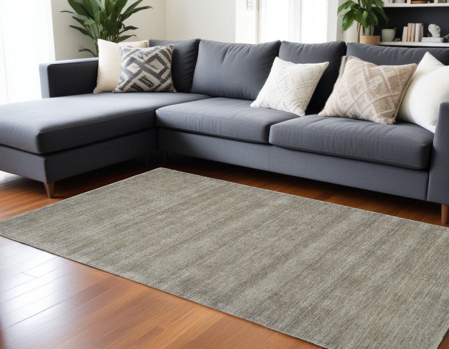 10' x 13' Wool Hand Woven Area Rug - Gray And Ivory
