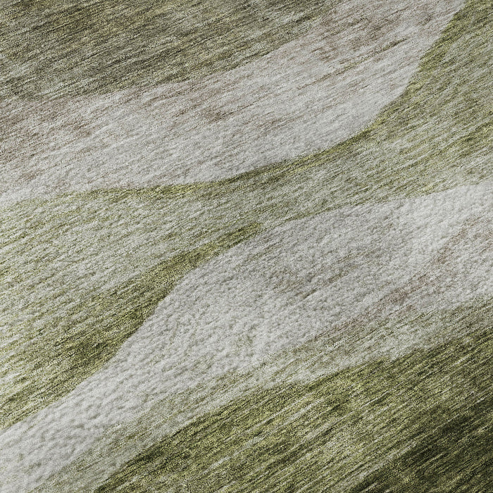 10' X 14' Abstract Washable Area Rug With UV Protection (686330) - Green / Beige