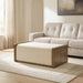 Brown upholstered storage ottoman by Signature Design by Ashley®, featuring a cushioned top and hidden storage compartment.