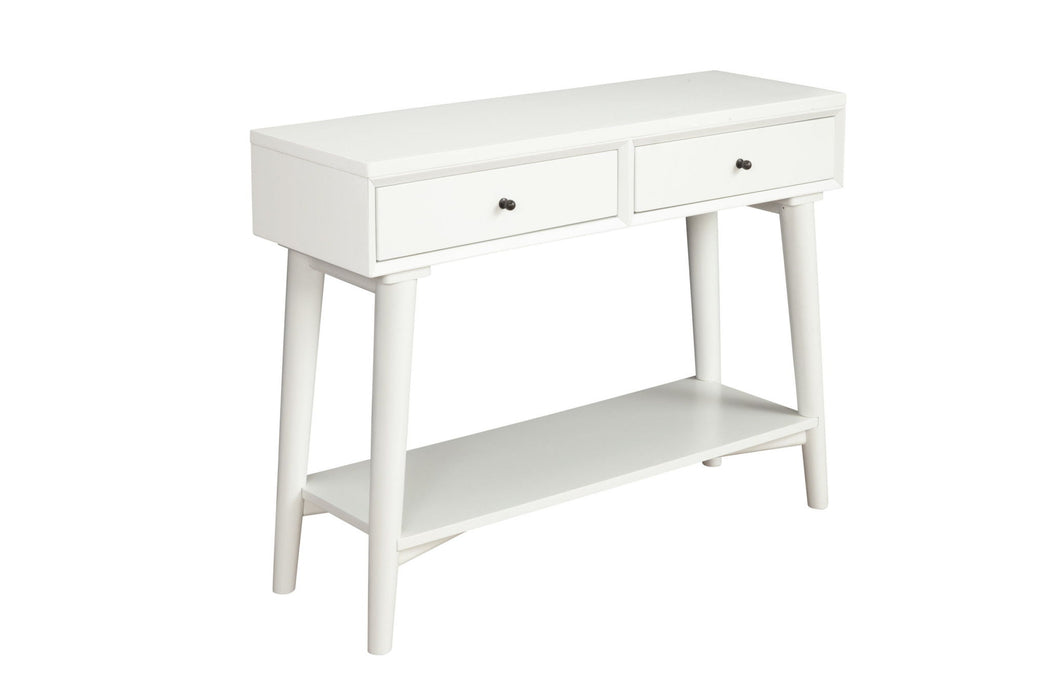 Solid Wood Console Table With Shelves And Drawers - White