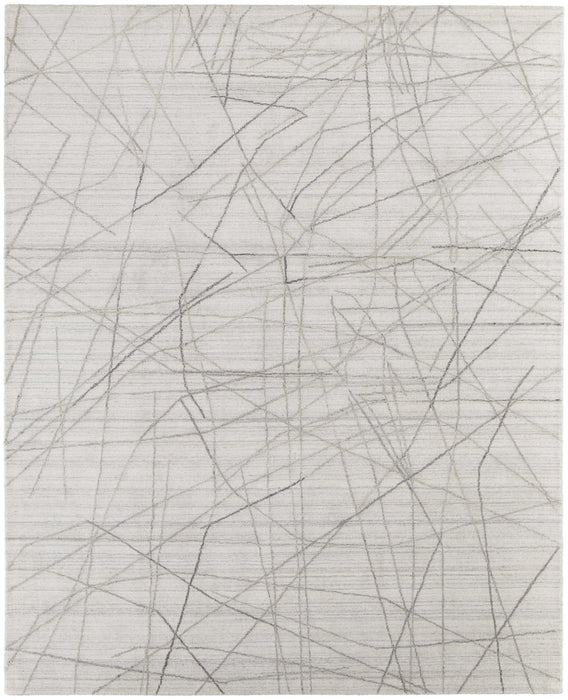 9' x 12' Abstract Hand Woven Area Rug - Gray And Ivory