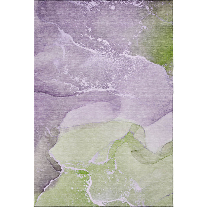 8' X 10' Abstract Washable Area Rug With UV Protection (647210) - Purple / Green / Ivory